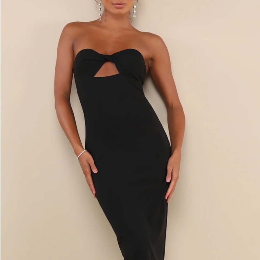 NWT Lulu's Black Strapless Bodycon Dress
